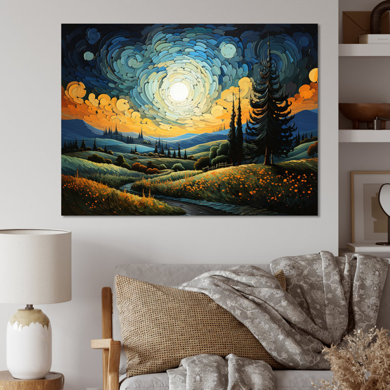 «Vangogh The Swaying Cypress III», art mural sur toile Vangogh, H 30 po x l 40 po x P 1,5 po, Toile tendue