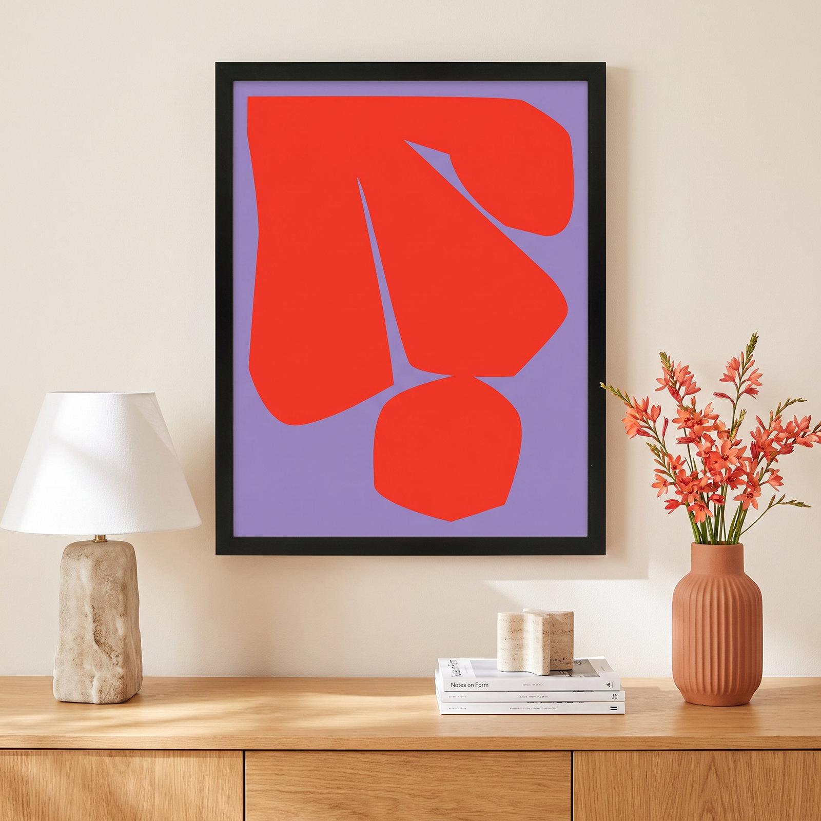 Akita "Module Minimalism 2" Print, 20"H x 16"W x 1.25"D, Black Framed