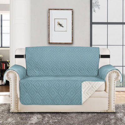 Dovercourt Diamond Reversible Box Cushion Loveseat Slipcover Machine Washable