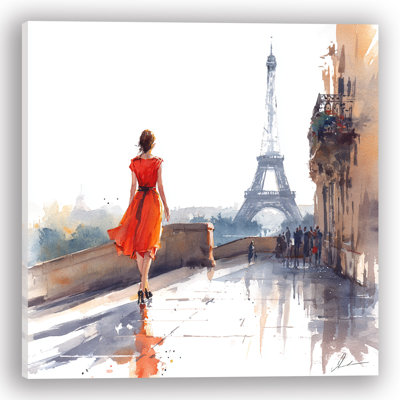 «Paris Walk in Red», art mural sur toile tendue
