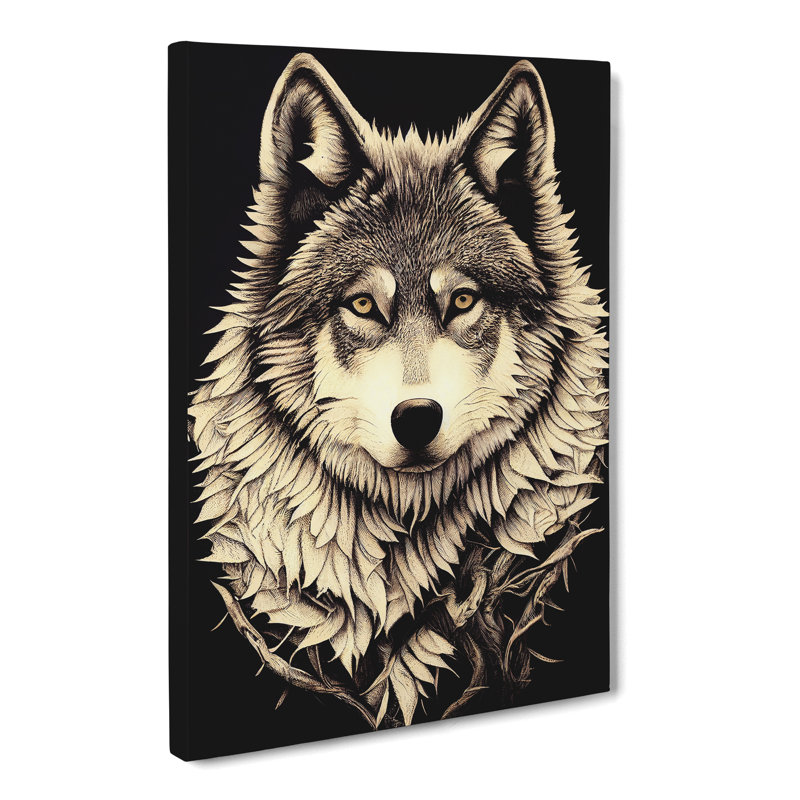 CAN-V0523-2910X Wolf Decoupage - Wrapped Canvas Print, 76cm H x 50cm W x 3cm D