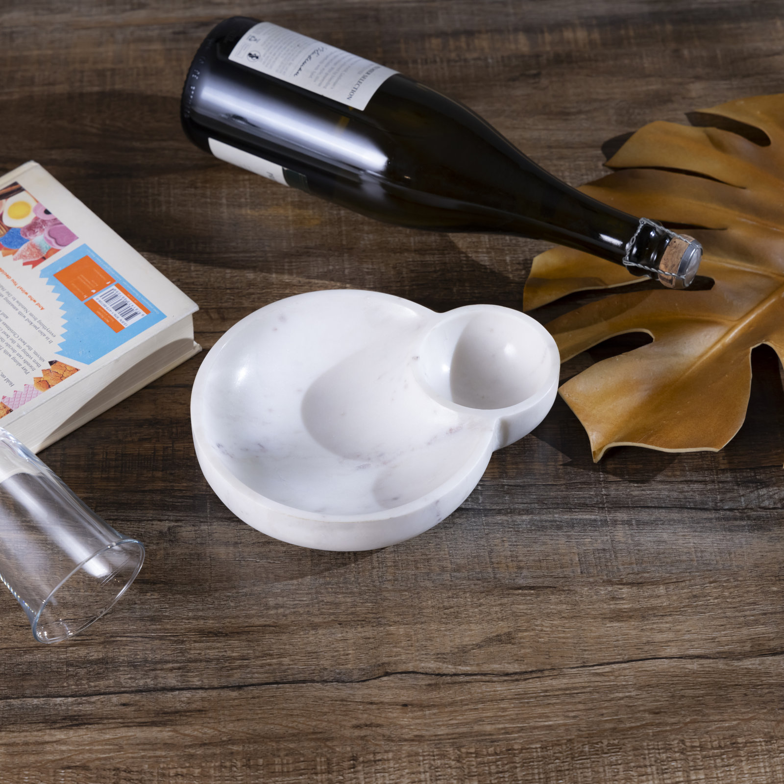 Genuine Marble Chips and Dip Platter, White