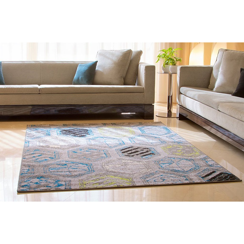 Tapis de la zone grise laine Melby, Rectangle 7 pi 8 po x 10 pi 6 po