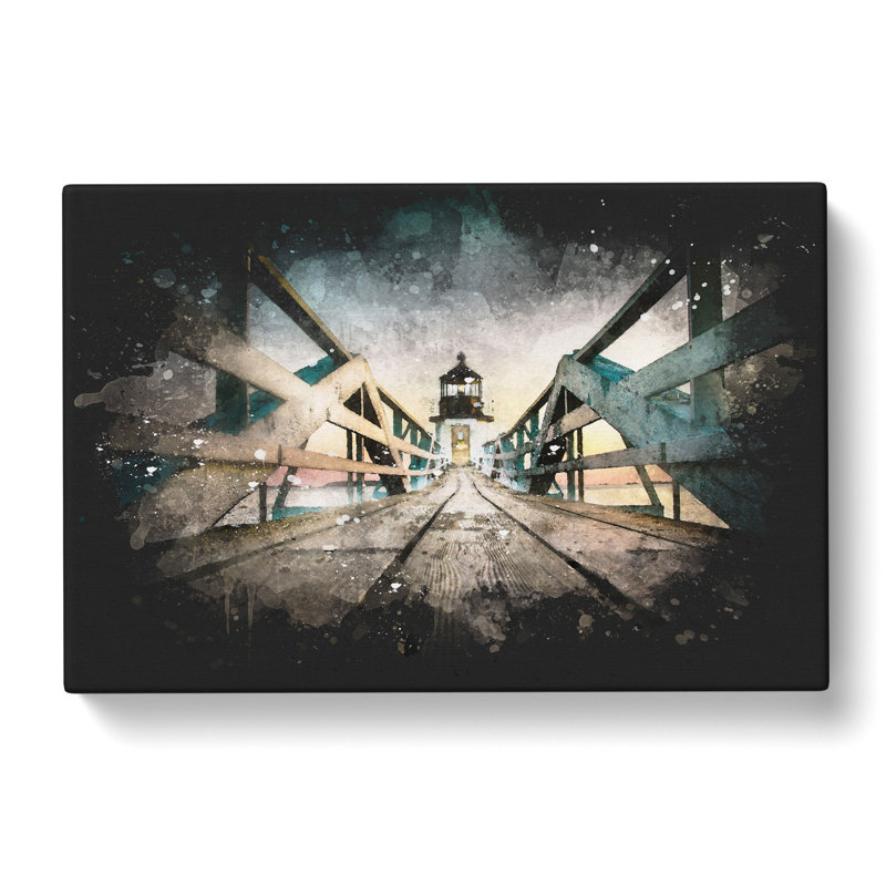 Lighthouse At The Piers End - Wrapped Canvas Painting, 35cm H x 50cm W x 3cm D