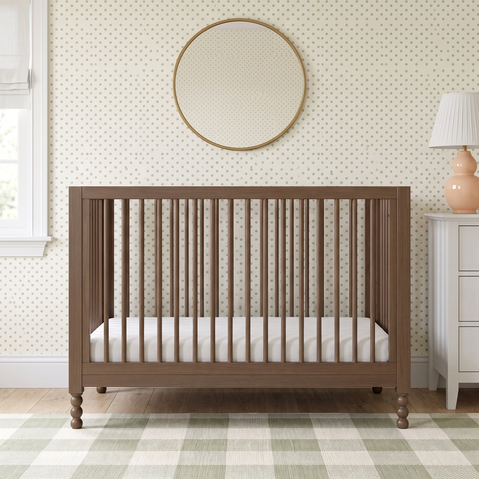 Rio 5-in-1 Convertible Crib with Toddler Guardrail, Hazelnut