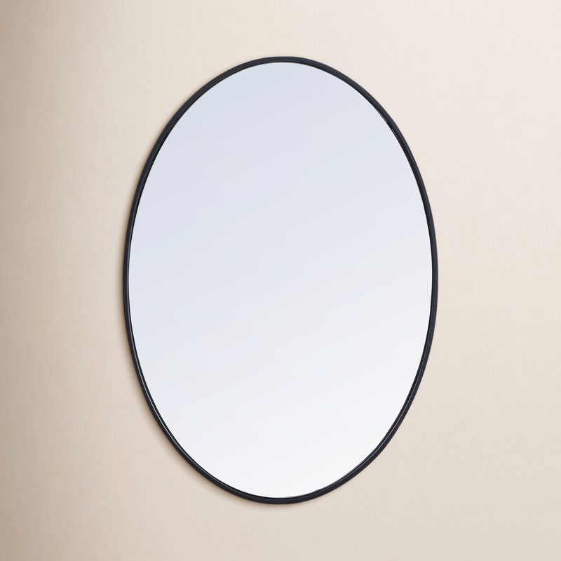Sabine Metal Oval Wall Mirror, 24" x 34", Black