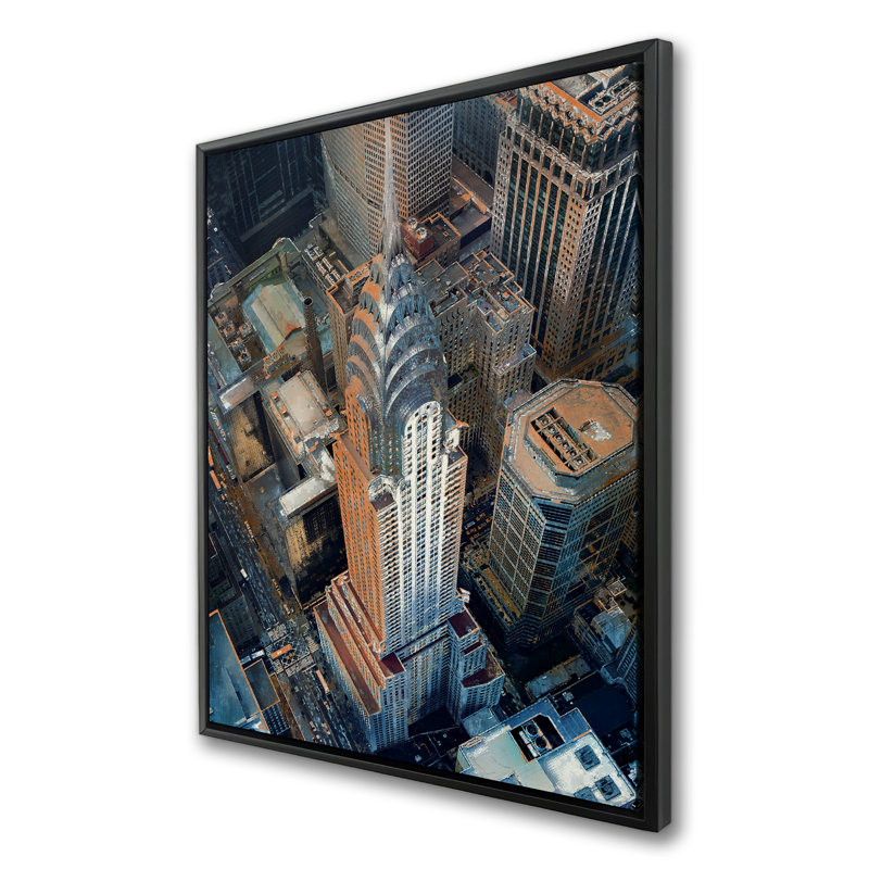 Chrysler Building Canvas Art | Hyperrealist Gray Framed Decor