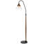 Lampe sur pied Hinton 60 W Downbridge en métal avec pied en imitation bois et abat-jour en verre, hauteur 181 cm (71,24 po).