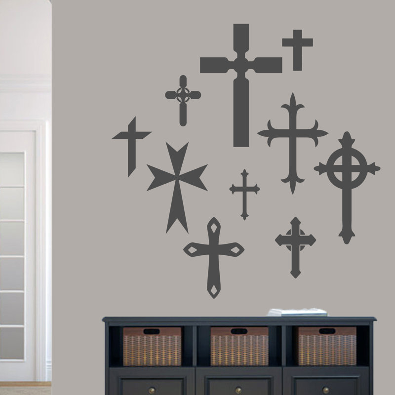 Adhésif décoratif ensemble de croix, Gris foncé