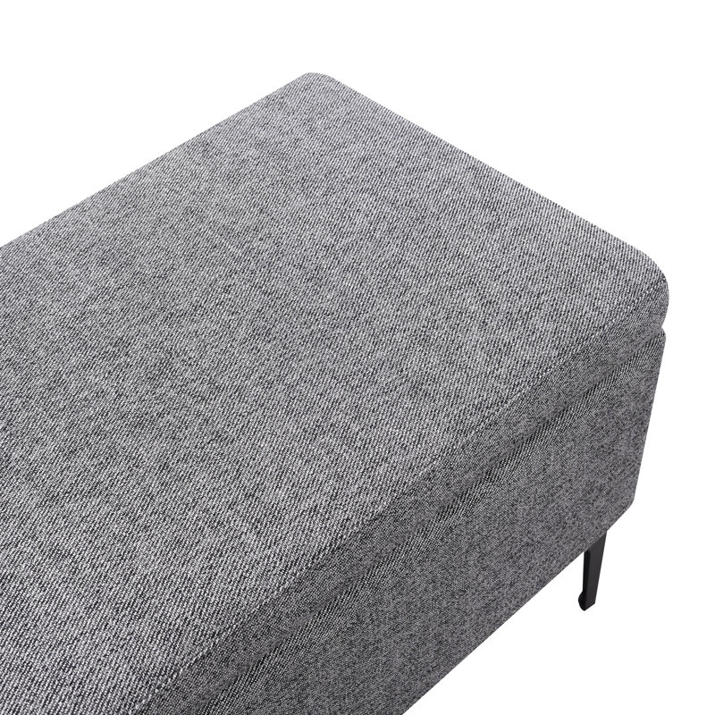 Banc de rangement rembourré 100% polyester Aquanette, gris, H 19,5 po x l 60 po x P 17,8 po