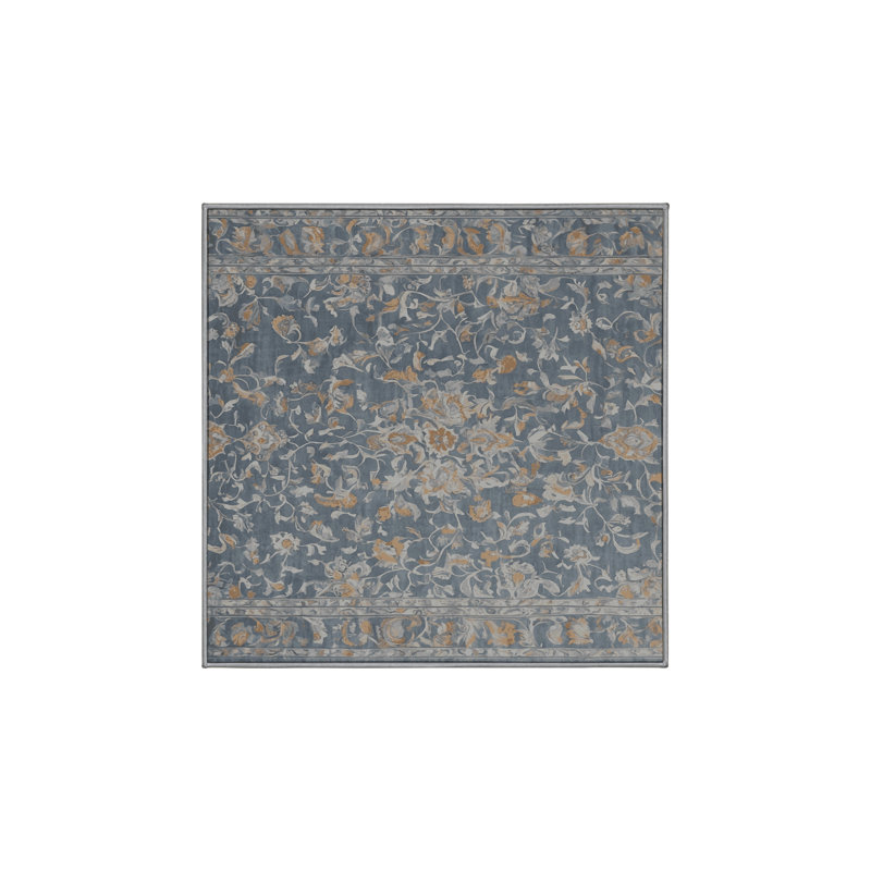 Machine Washable Gray Area Rug, Square 3'