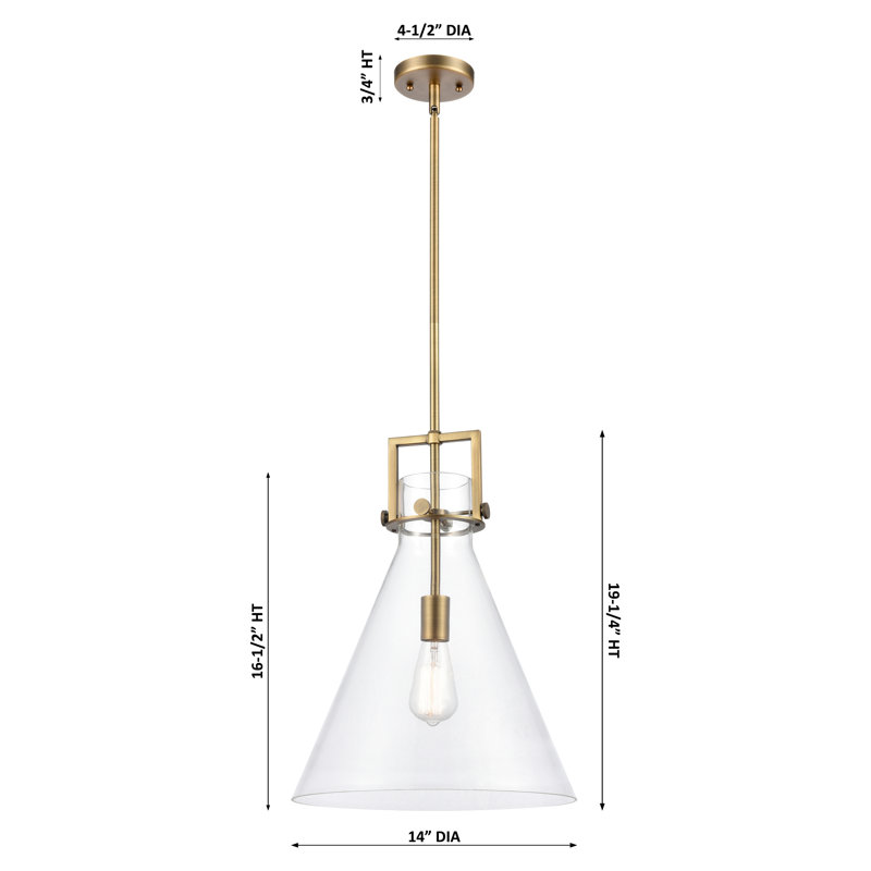 Coterie 1 Light Stem Hung Pendant, Mercury, 19.13" H x 14" W x 14" D