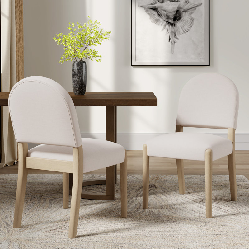 Chaises de salle à manger rembourrées Ellis, Coussin blanc / structure en frêne clair