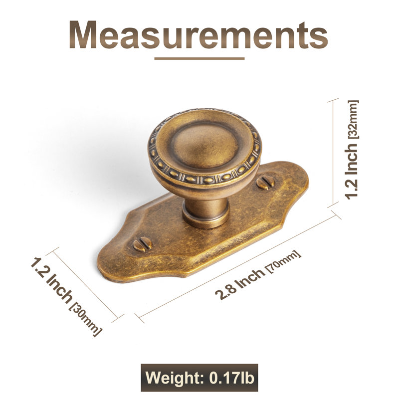 1.3" Diameter Mushroom Knob With Backplate(G023), Antique Brass