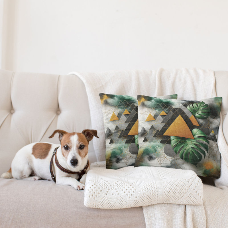 429411_Ambesonne Housse de coussin Monstera 2Pack Triangles Marble Abstract, H 20 po x l 20 po