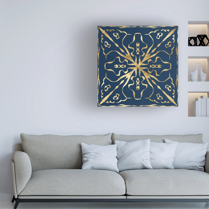 «Motif On Blue III» sur toile, H 14 po x l 14 po