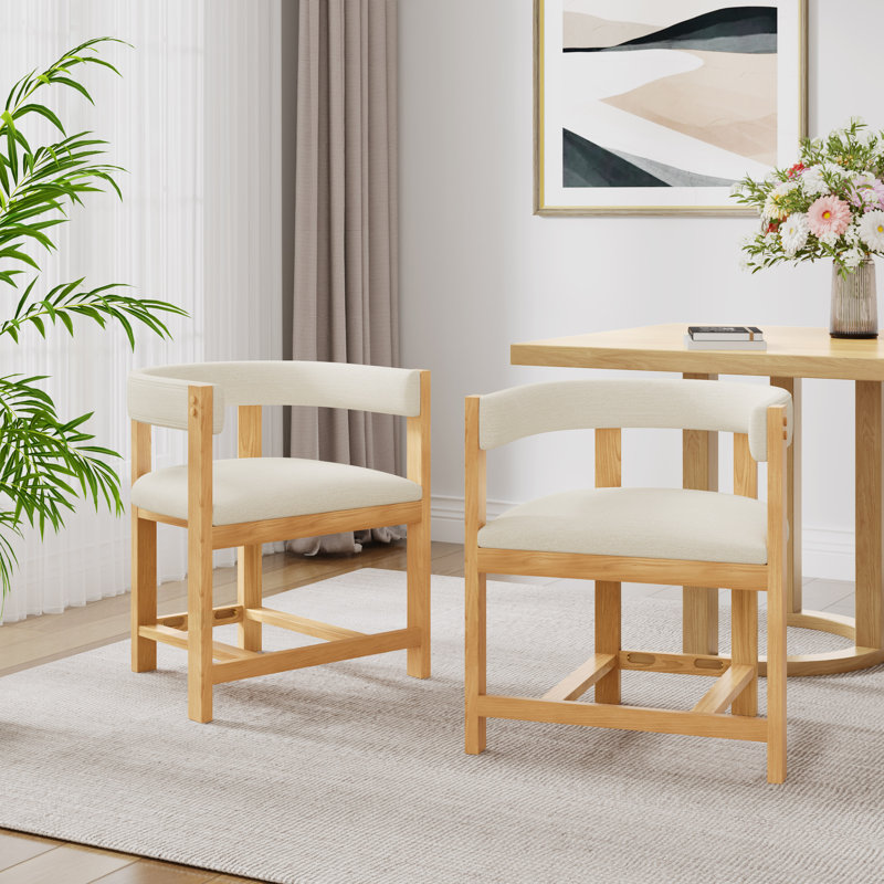 Comesha Modern Rubberwood Dining Chairs, Natural