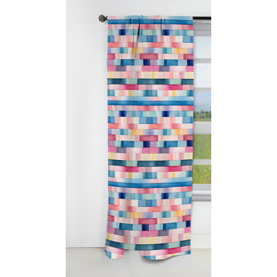 Rideau occultant en velours rayé Watercolor Dreams - motif rayé rose I - 1 panneau