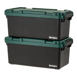 15 gallons Boîte de rangement robuste Remington, bac de rangement empilable avec couvercles verrouillables, noir (Ensemble de 2)
