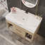 Meuble-lavabo flottant avec comptoir en pierre frittée et lavabo encastré en céramique, meuble-lavabo mural pour petite salle de bain-1839773345