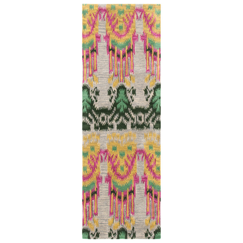 Kline Ikat Hand Tufted Wool Ikat Rug, Runner 2'3" x 10'