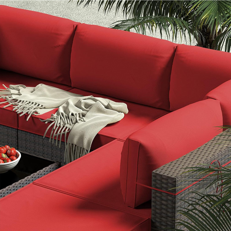 14-Piece Outdoor 4'' Cushion Cover Set, Only Covers, Red