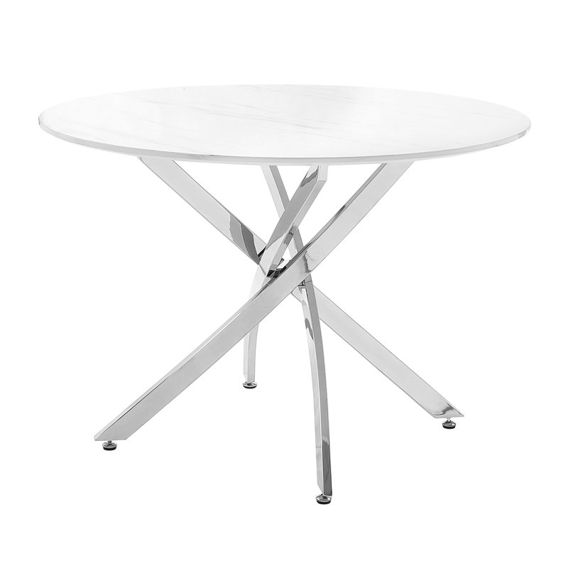 Table de salle à manger ultramoderne pour 4 personnes avec surface en faux marbre et pieds garnis de pieds en métal
