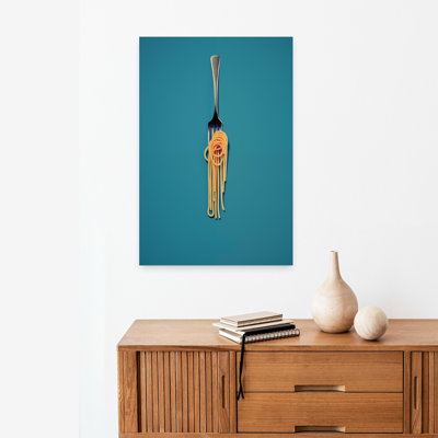 Art mural moderne minimaliste, fourchette à spaghetti minimaliste