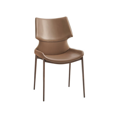 Indoor Grain Metal Chair with Tan Brown Vinyl Seat