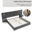 Lit plateforme tapissier avec tête de lit en chenille plissée, tables de chevet intégrées, lampes réglables et support à lattes stable - aucun sommier nécessaire-216744477-216127785