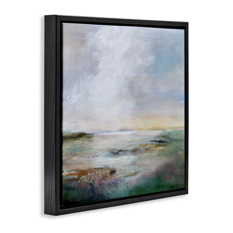 Toile flottante abstraite encadrée par Karen Hale, Cadre flottant noir de jais, H 18 po x l 18 po
