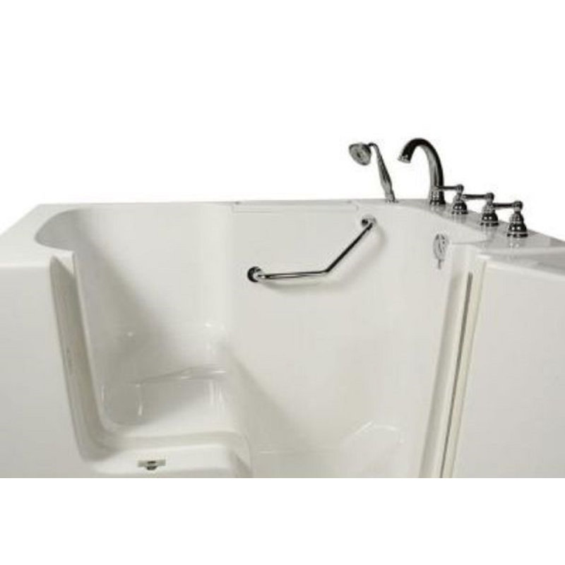 52'' x 32'' Soaking Fiberglass Bathtub with Faucet, Right, White
