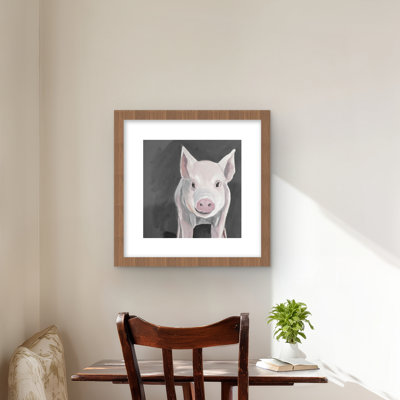 Little Piglet | Pink Living Room Framed Matted Print Decor