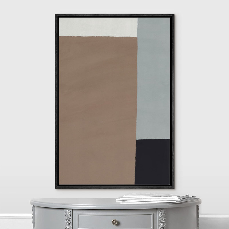 Motif géométrique brun, gris et noir à motif géométrique minimaliste Mid-Century, Noir, H 24 po x l 16 po
