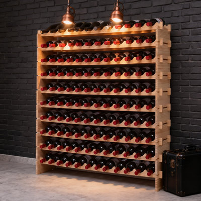 Freestanding Modular Wine Rack Cabinet For 120 Bottles, Stackable Pine Wood Storage Display Stand For Kitchen, Cellar, Or Dining Room by Prep & Savour