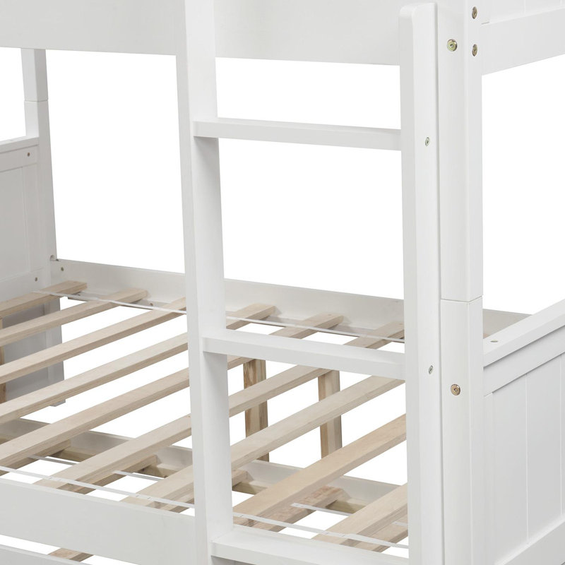 Abdia Solid Wood Standard Bunk Bed with Trundle by Harriet Bee, White