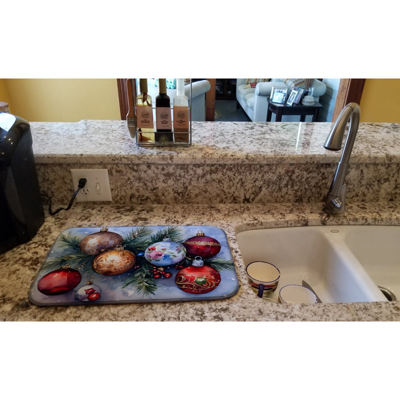 Christmas Ornaments Dish Drying Mat