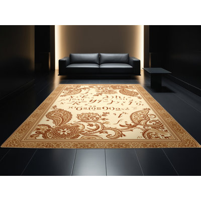Soft Plush Ormes Algebra Symbols Classic Oriental Area Rug in Beige – Beige Binding