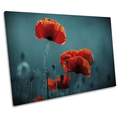 Red Poppy Floral Flowers - Wrapped Canvas Print