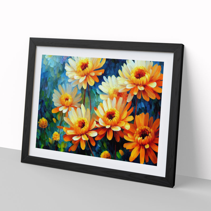 Chrysanthemum Flowers Vol.3 - Framed Print, Black, 46cm H x 64cm W x 2cm D