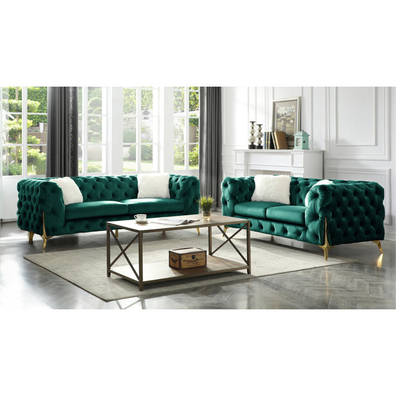 Canapé et fauteuil Moorehead, Velours vert