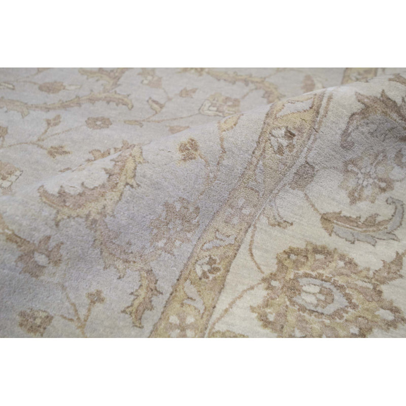 Tapis bleu clair et crème noué à la main de haute qualité