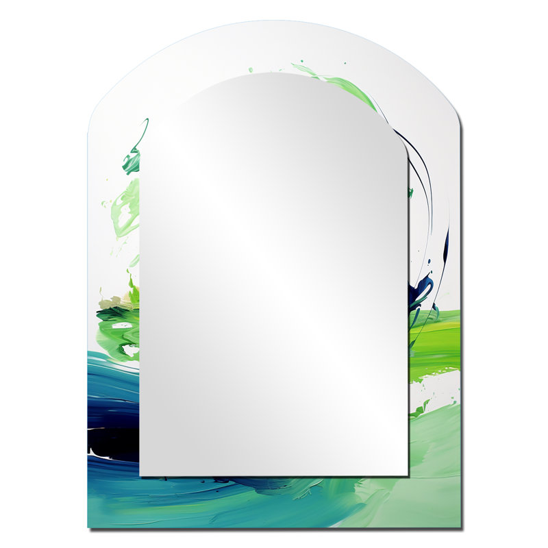 Miroir mural vert et bleu, 34 po x 25 po