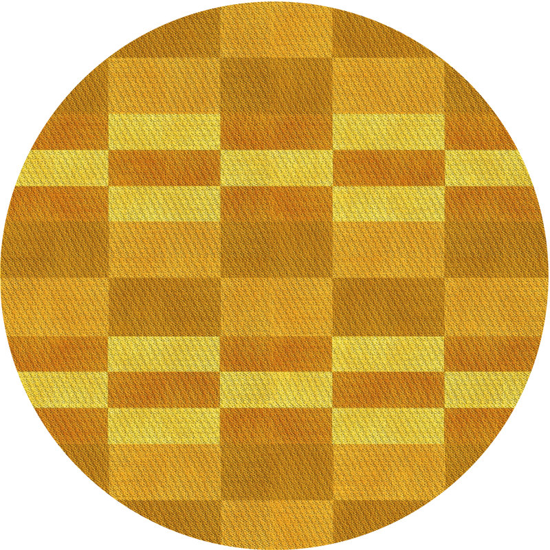 Tapis géométrique jaune, Rond 4 pi