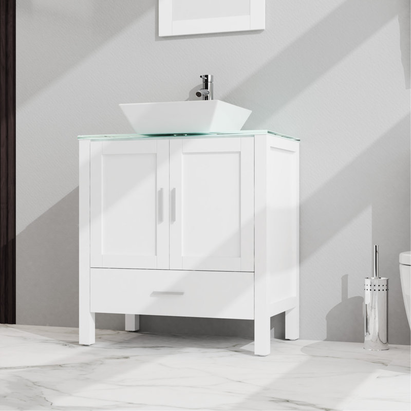 Compartiment de meuble-lavabo 30 po avec miroir 30 po, blanc