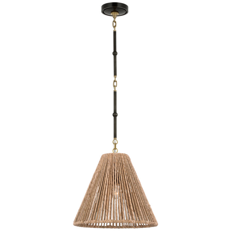 Goodman Pendant by Thomas O'Brien, 12.75" H x 15" W x 15" D, Bronze/Hand Rubbed Antique Brass