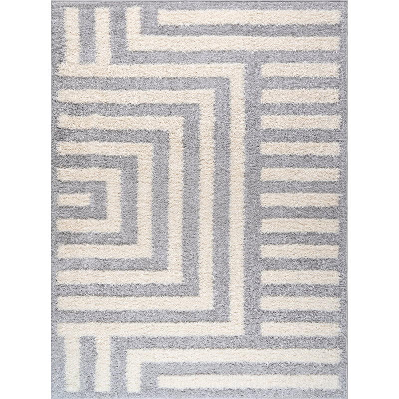Tapis beige / bleu en polypropylène / jute tissé à la machine Dajuana, Rectangle 2 pi 7 po x 4 pi 11 po
