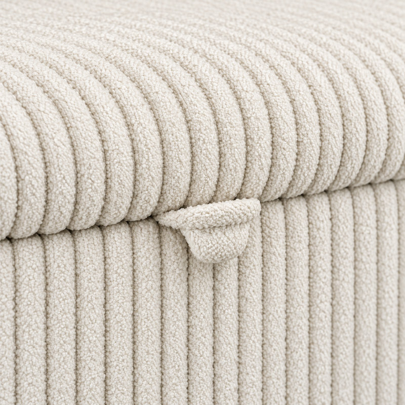 Pouf moderne en velours côtelé avec compartiment de rangement et pieds cylindriques pour salon, chambre et entrée