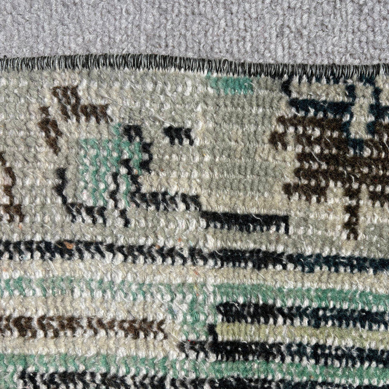 Tapis beige en laine à motif patchwork rétro 50 po x 82,7 po
