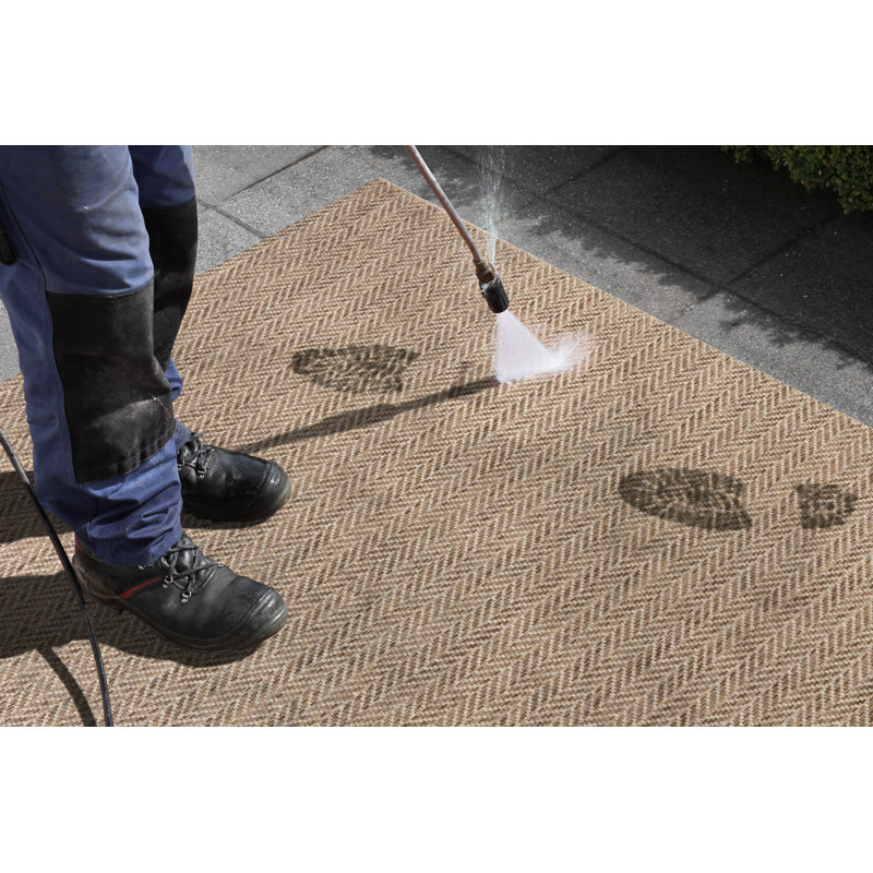 Caen Flatweave Natural Brown Indoor/Outdoor Rug, Rectangle 160 x 230cm
